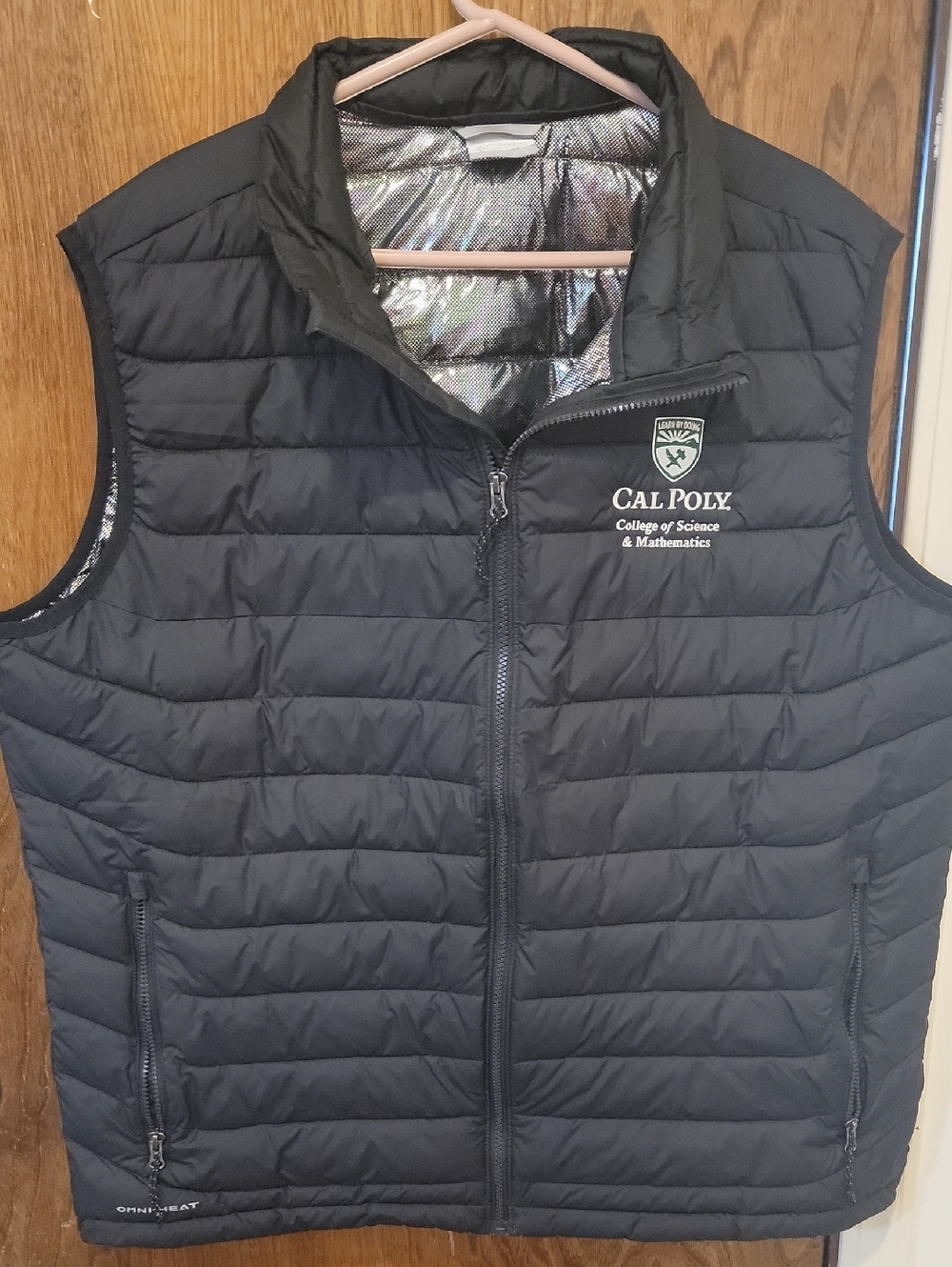 Columbia Black Quilted Packable Vest with Cal Poly Logo